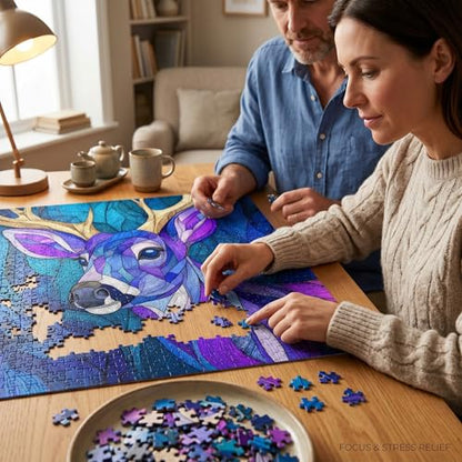 1000 Piece Puzzle for Adults, Glowing Antlers Jigsaw Puzzle for Adults, Premium Matte Finish, Thick Blue Cardboard, Fun and Challenging Family Game Great Gift Idea - color: Glowing Antlers