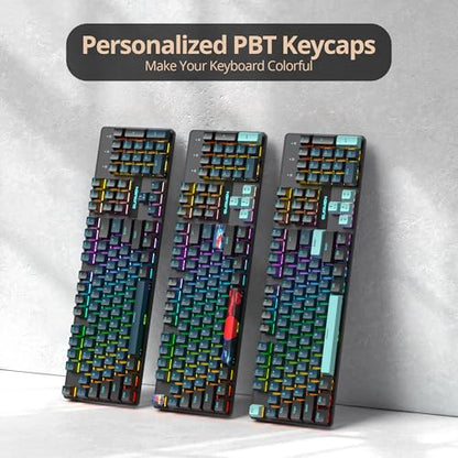 Full Size Mechanical Keyboard, Creamy Keyboard with Number Pad, 104 Keys Wired Gaming Keyboard with Red Switch, RGB Backlit for PC Laptop - color: Monster