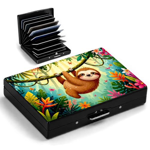 Sloth Metal Wallet Credit Card Protector Case Equipped RFID Blocking | with Pop-Up Button Slim Business Cards Holder Aluminum Cards Case Exclusive Sloth Gifts for Women Men - color: Sloth