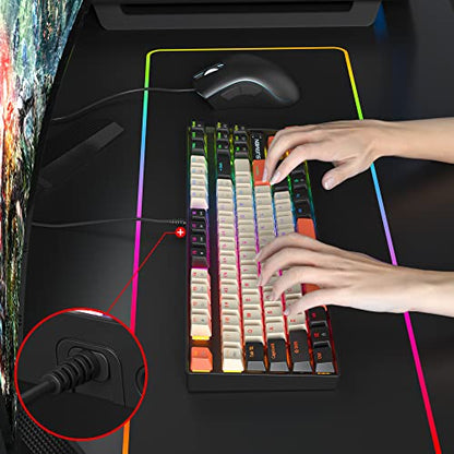 Fogruaden RGB Wired 75% Percent Mechanical Keyboard with Red Switch TKL Mechanical Keyboard 75 Percent, 87 Keys NKRO Compact Gaming Keyboard 75% for Win/Mac Laptop PC Gamer (Carbon/87) - color: Red Switch/87Carbon