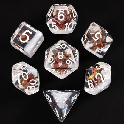 UDIXI Polyhedral Dice Set D&D, 7PCS Resin DND Dice Set for Tabletop Games | Aarakocra Inclusions, Velvet Storage Bag, DM Gift, for Dungeons and Dragons Role Playing Games Board Games - color: Aarakocra