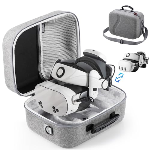 STARTRC GAMES Large Carrying Case for Meta Quest 3/Quest 3S, Hard Travel Case for BOBOVR S3 Pro/Kiwi Design Battery Head Strap and Other Accessories, Storage Case and Soft Lining for Quest 3S - color: Gray