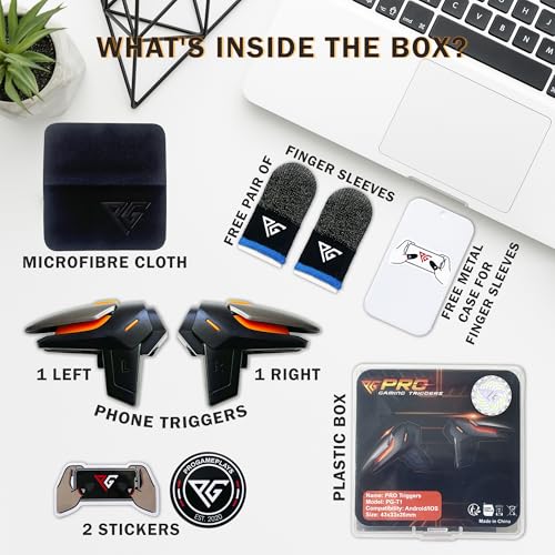 Progameplays Phone Triggers for Gaming – Mobile Triggers for PUBG Mobile iPhone & Android – L1 R1 Gaming Triggers for Phones, ZERO LAG, Fast Aim, No Screen Blocking – CODM Controller Shooter (2 Buttons)