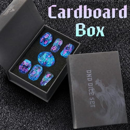 FONVGOGO Polyhedral Dice Set, DND Dice Set Resin Dungeons and Dragons Gifts Ideas Role Playing RPG Dice Cool Dice 7 Piece D20 D12 D10 D8 D6 D4（Blue and Purple） - color: S Blue and Purple