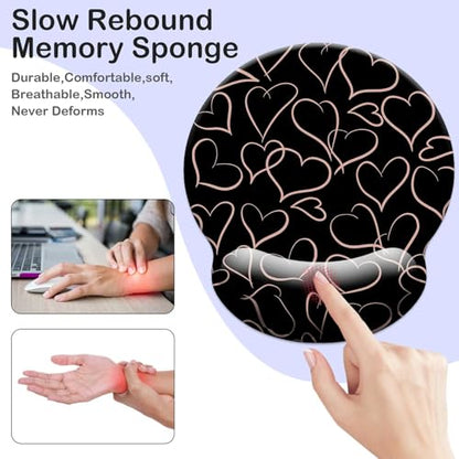 Gaming Mouse Pad Wrist Support,Ergonomic Mouse Pad with Wrist Rest,Comfortable Mousepad with Smooth Wrist Rest,Pain Relief Mouse Pads for Non-Slip Base,Computer,Laptop,Office，Home（Love） - color: Love