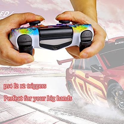 Silicone Skin for Ps4 Controller, 2pcs Anti-Slip Shell Cover Case with 10 Joystick Grips, 2 Pairs L2 R2, 4pcs Led Light Bar Skin for Playsation 4/ Slim/Pro Dualshock 4 Controller Wireless Gamepad - color: PS4 controller #3