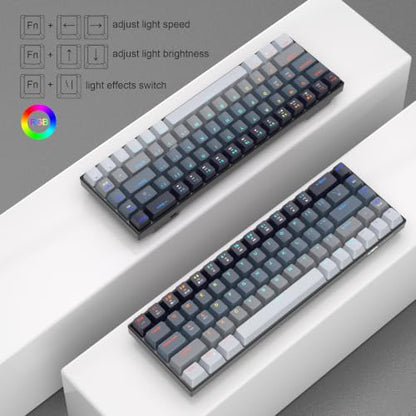 MageGee Portable 60% Mechanical Gaming Keyboard, RGB Backlit Compact 68 Keys Mini Wired Office Keyboard with Red Switches for Laptop PC Mac - Gradient Black - color: Gradient Black/Red Switch