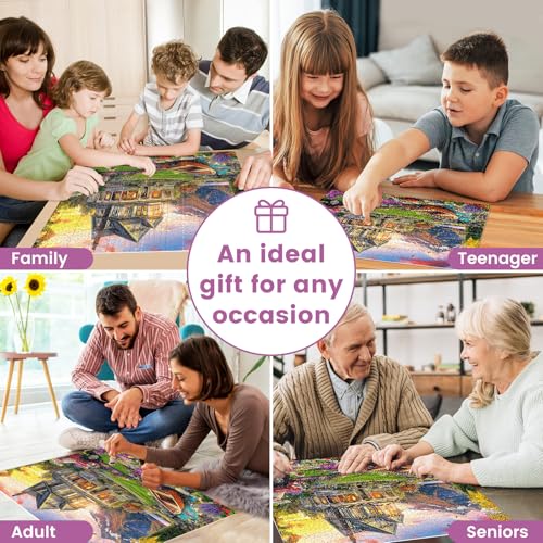 1000 Piece Puzzles for Adults, Autumn Landscape Jigsaw Puzzle, Villa and Dog Jigsaw Puzzles 1000 Pieces, Challenging Game Home Decor Birthday Party Gift Toy for Adults Kids Seniors, 28×20 in - style: Villa and Dog
