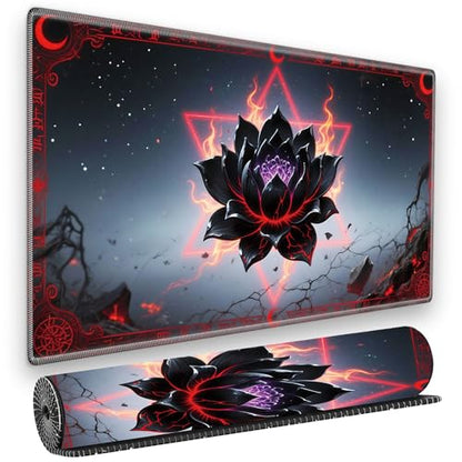 for MTG Playmat, for TCG Play Mat, 24 x 14 inches, Magic Game Card Mat Commander Playmat,Trading Card Inked Game Mat,Battle Game Rubber Non-Slip Mat - Black Lotus - color: Black Lotus