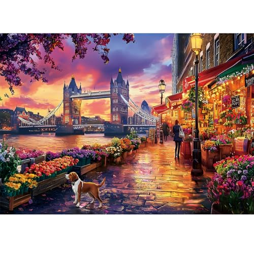 1000 Piece Puzzle for Adults, Tower Bridge of London Puzzles, Street Scenes Jigsaw Puzzles 1000 Pieces, Fun Landscape Puzzle for Adults Kids Seniors,Challenging Family Game Great Gift Idea, 28*20 in - style: Tower Bridge of London