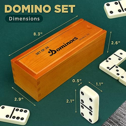 Queensell Jumbo Dominoes Set for Adults and Kids – Domino Set for Classic Board Games – Jumbo Dominoes Double 6 for Travel Games – Dominos Set for Adults 28 Tiles - style: Jumbo