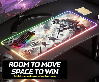 RGB Gaming Mouse Pad Large Extended Desk Mat 35.4x15.7in XXL XXXL Mousepad LED Light Up Keyboard Mat PC Gamer Desk Pad Gaming Accessories Extra Big Mouse Mats Full Desk - Urban Warfare - color: Urban Warfare