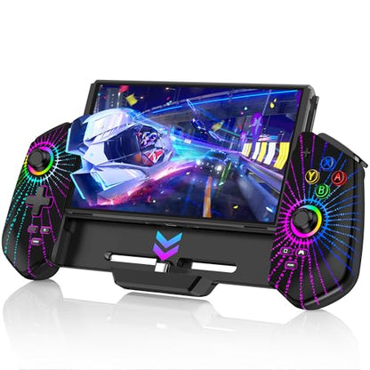 Switch Controller with Hall Joystick for Nintendo Switch/OLED, Wired Switch Pro Remote Controller with Turbo/4 Game Slot/Dual Motor, Handheld Joypad Replacement for Nintendo Switch Controller - color: Black Magical