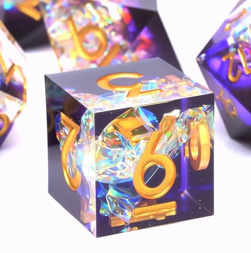 Dungeons and Dragons dice Set D&D, Polyhedron DND Resin dice Set, Used for Role-Playing dice Magic Pathfinder Game DND dice Set (7 Pieces) - color: S Zhi +Elegant Purple