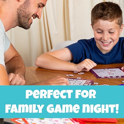 Chuckle & Roar Family Bingo Game, Bingo Game for Kids, Sight Words, Ages 4+ | 4 Ways to Play, Animal Mode No Reading Required, Reading Games, Uppercase & Lowercase Match, Cleanup Bags