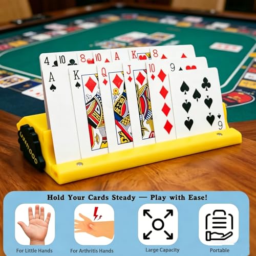 4Pcs Card Holder for Playing Cards with Magnetic Storage,Card Stand for Arthritis, Seniors, Kids & Adults | Fits UNO, Poker, Canasta, TCG, Bridge & More | Fun Family Game Night Gift