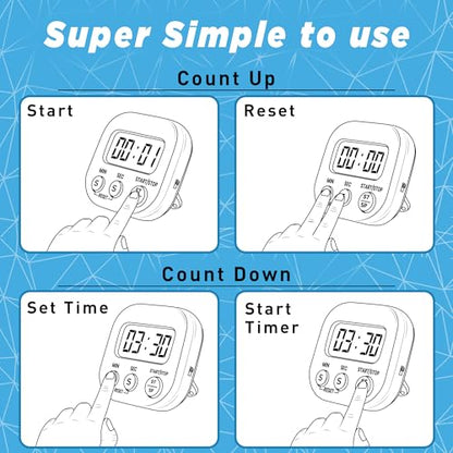 Kitchen Timers for Cooking and Baking with Big Digital Numbers and Loud Alarm Used in Cooking, Classroom, and Office. - size: Pack of 1