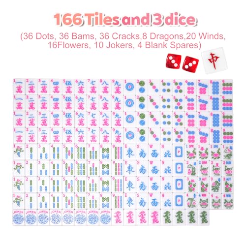 1.2-inch Premium Pink American Mahjong Tile Set. Made of Durable and Sturdy Melamine. Perfect for Multiplayer Games, on-the-go Gaming, and Playing with Family and Friends.（Pink） - color: Pink