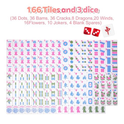 1.2-inch Premium Pink American Mahjong Tile Set. Made of Durable and Sturdy Melamine. Perfect for Multiplayer Games, on-the-go Gaming, and Playing with Family and Friends.（Pink） - color: Pink