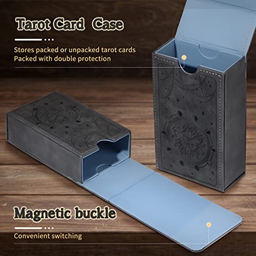 Coume PU Leather Tarot Cards Case Moon Design Playing Cards Holder Tarot Deck Protective Case for Most Standard Size Playing Gothic Oracle(Star Style) - style: Star Style