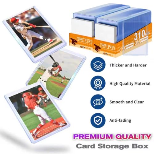 310 Pcs Card Sleeves, Premium Plastic Top Loaders for Sports Cards | 3"X4" Baseball Cards Protectors Plastic, Premium Card Holder for Trading Sports Baseball Football Game Cards - size: 110 Blue Sleeves + 200 Soft Sleeves