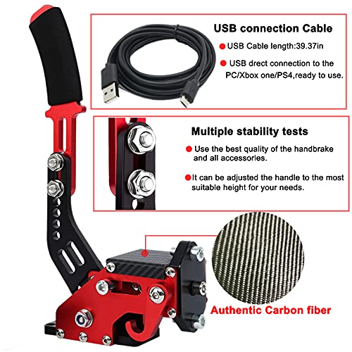 Obokidly 64 bit USB Handbrake SIM For XBOX ONE Racing Games Compatible with Logitech G920 Not For G923 FANATECOSW Dirt Rally Without Clamp (Red) - color: Red