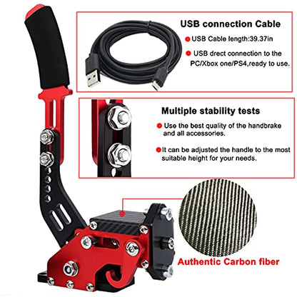 Obokidly 64 bit USB Handbrake SIM For XBOX ONE Racing Games Compatible with Logitech G920 Not For G923 FANATECOSW Dirt Rally Without Clamp (Red) - color: Red