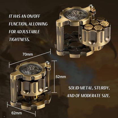 Metal Bullet Polyhedral Dice Set of 7 with Spinning Revolver Cylinder Case - Cyberpunk Style for D&D, RPG, and War-Themed Tabletop Games (Bronze) - color: Bullet Bronze
