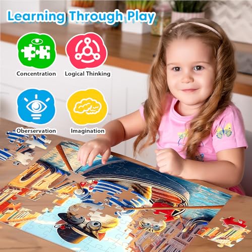 4-Pack 100 Piece Puzzles for Kids Ages 4-6 6-8 8-10 Year Old - Lovely Cats & Bear & Dogs Large Piece Jigsaw Puzzles, Kids Puzzles Learning Educational Toys Christmas Puzzle Gifts for Boys Girls - style: Lovely Cats Bear Dogs