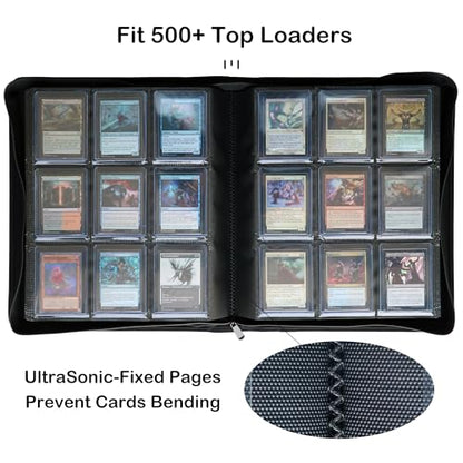 Top loader Binder, Holds 504 Top loaders, 9-Pocket Top Loader Binders with Sleeves for TCG & Sports Cards in 3'' x 4'' Top loaders - color: Black
