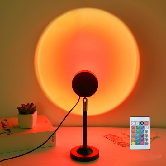 Fall Sunset Lamp Projector Light 180° Adjustable Sunset Mood Lamp, 4 Modes, Remote Control RGB Ambient Night Light for Bedroom.