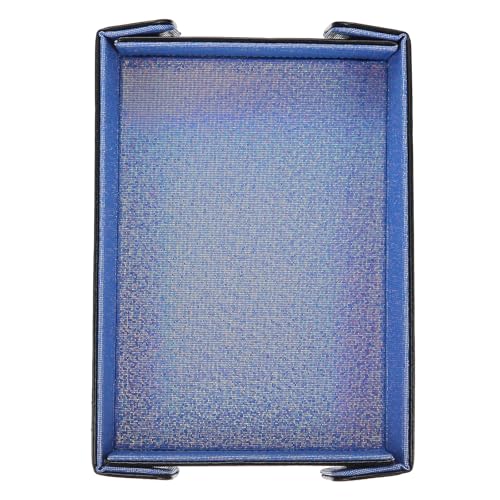 Dice Tray PU Leather Mat Magnetic Folding Dice Rolling Tray Holder Laser Gradient Rectangle Storage Box Perfect for DND Table Games & Entryway & Nightstand Organizer (Dark Blue) - color: Dark Blue