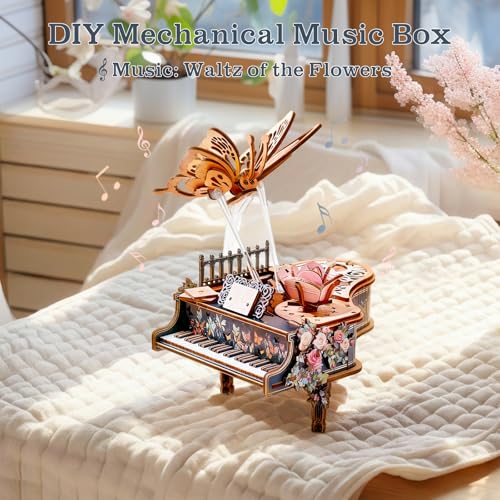 3D Puzzles for Adults, 3D Wooden Puzzle-Magic Piano, Mechanical Model Kit Music Box, DIY Wooden Model Building Hobby Gifts for Men Women, Birthday Gift for Music Box Puzzle Lover - color: Magic Piano