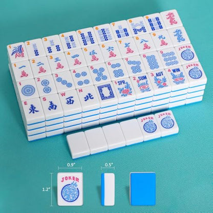 American Mahjong Tiles (1.2”,Tiles Only), 166 Pcs American Mahjong Tile Set with Blue Color - color: Blue