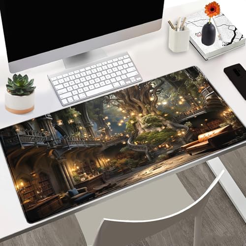 Dark Academia Bookish Desk Mat Adventure Dreams Extended Mousepad Large Gaming Mousepad Black Extended Mouse Pad XXL Laptop Computer Mouse Keyboard Mat 31.5 x 15.7 - color: A9- Bookish Academia