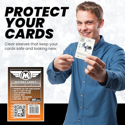 Mayday Games USA Chimera Card Sleeves – 100 Pack, 57.5 x 89 mm, Super Clear 40 Micron Polypropylene, Acid-Free, PVC-Free – MDG-7044