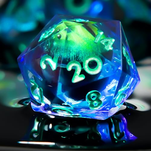 Beholder'S Eye D20 Dice Dragon Eye D&D 22MM Single with 20 Sided Resin Sharp Edge - color: D20-green Purple