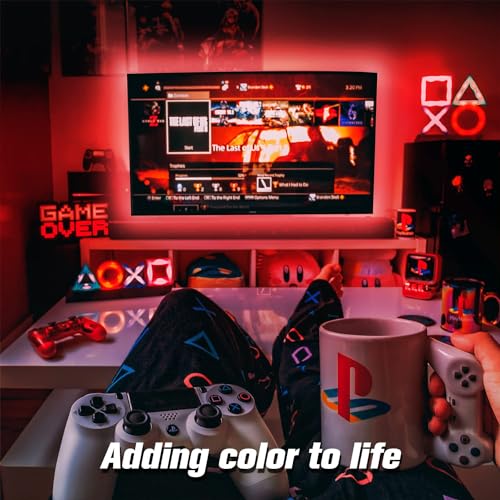 phopollo LED Lights for TV, 15Ft TV LED Backlight, Bluetooth Color Changing LED Strip Lights for TV 65-75 inch, App Control, USB Powered