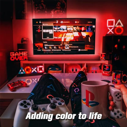 phopollo LED Lights for TV, 15Ft TV LED Backlight, Bluetooth Color Changing LED Strip Lights for TV 65-75 inch, App Control, USB Powered