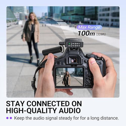 FIFINE Wireless Lavalier Microphone for iPhone/Android/Camera, 2 Pack Cordless Lapel Mic System for Vlog Recording Video YouTube/TikTok Interview, Condenser Clip-On Microphone with Charging Case-M9 | Condenser Clip-On Lapel Mic System, Charging Case, for