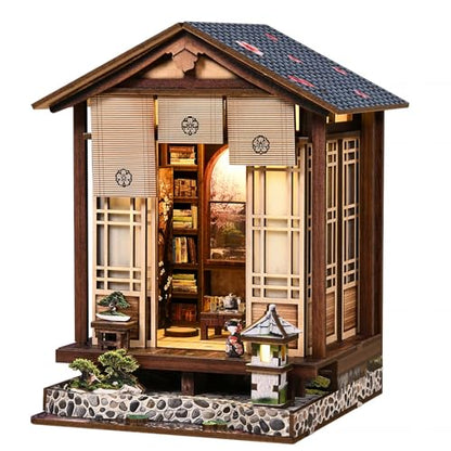 Book Nook Kit - DIY Miniature House Kit for Adults and Teens, Booknook Tiny Japanese Dollhouse Kit Bookshelf Decor 3D Wooden Puzzle, Gifts for Family, Friends - style: Moss Lamp & Garden