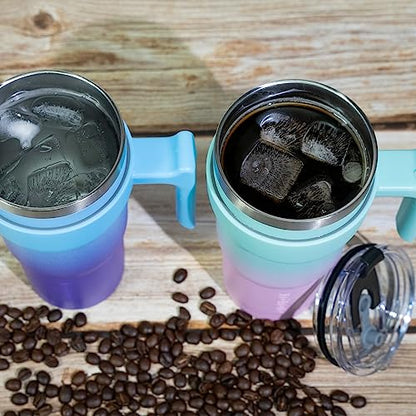 BJPKPK 10 oz Mini Tumbler with Lid, Straw & Handle, Insulated Steel Cup | Small, Spill Proof, Leak Proof, Thermal, Double Wall Vacuum, Sweatproof, Dishwasher Safe, BPA Free, Ocean Dream - color: A-Ocean Dream, size: 10 Ounces