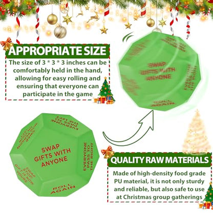 kykake 2026 New-Santa Swap Gift Exchange Dice,3 * 3in Exchange Gifts Family Game,Stocking Stuffers for Men Women, Anniversary Christmas Birthday Gifts for Men Women, Large Dice Party Gifts for Xmas - color: 1pc Santa Swap Gift Exchange Dice