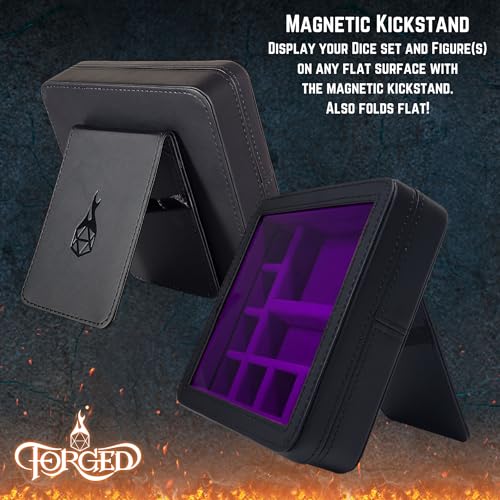 Forged Dice Co. RPG Character Shrine Display Case for Dice and DND Miniatures - Includes Travel Dice Tray and Display Lid - Compatible with Dungeons and Dragons Dice and Miniatures - Purple - color: Purple
