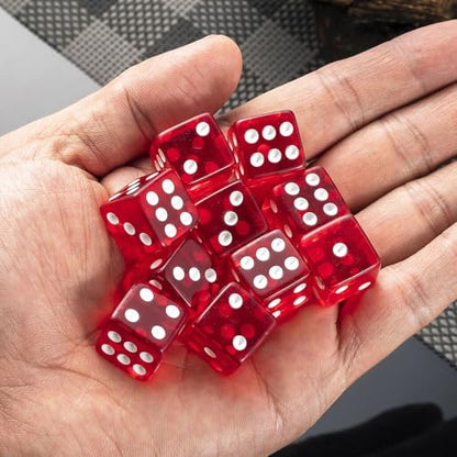 10 Pieces Polyhedral D6 Dice Set, 6 Sided Dice 16mm for RPG MTG DND Table Games (Transparent Dark Red) - color: Transparent Dark Red