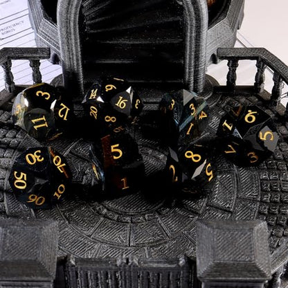 Unique Gemstone Dice Set 7PCS, Handmade Natural Stone Polyhedral DND Dice with Premium Gift Case for Board Game Lovers Birthday Gift - color: Zs-lh