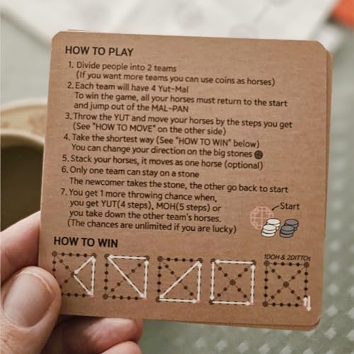 Giftable YUTNORI(Portable Board Game), Traditional Korean Party Game (with Unique Dice), Korean Folk Game YUNNORI, 2~4Teams, 15min, Strategy & Luck, Fast Pace, Mini Board Game