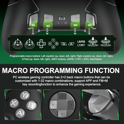PXN P5 Wireless Gaming Controller - Hall Joystick, Hall Trigger, 6-Axis Motion, 4 Back Buttons, Compatible with PC, Switch/Switch2, iOS, Android (Black) - color: Black