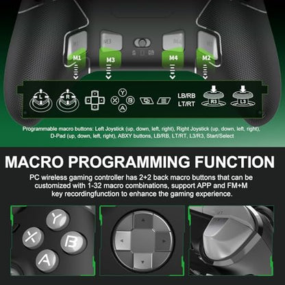 PXN P5 Wireless Gaming Controller - Hall Joystick, Hall Trigger, 6-Axis Motion, 4 Back Buttons, Compatible with PC, Switch/Switch2, iOS, Android (Black) - color: Black