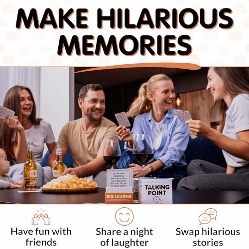 200 Funny Conversation Cards for Adults, Teens & Kids - Family Card Game | All-ages game to laugh and connect; get-to-know-you questions for family & friend game night; hilarious conversation starters
